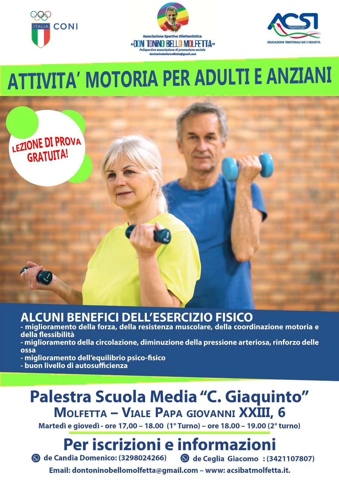 Corso di attività motoria per adulti e anziani ACSI Bat Molfetta